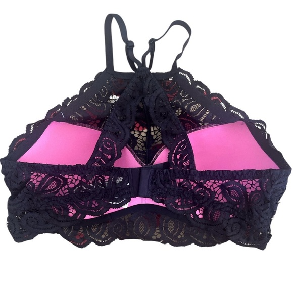 PINK victoria’s Secret Lace Halter Bralette - Black - Picture 2 of 4
